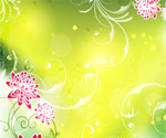 grunge green vector with red flower